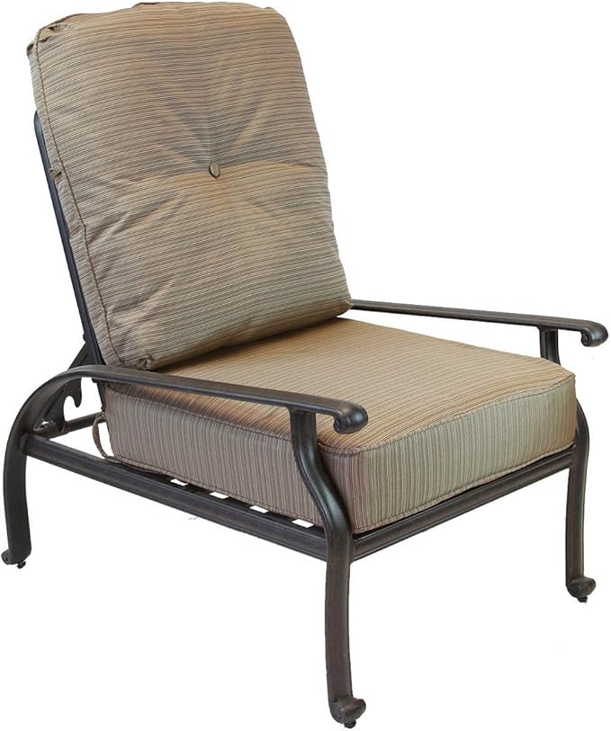 Elizabeth Cast Aluminum Powder Coated 5pc Outdoor Adjustable Club Chair Set with 21" Square Table - Antique Bronze