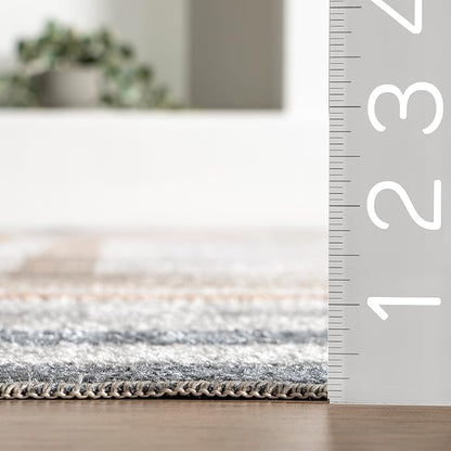 nuLOOM Alienor Geometric 3x5 Machine Washable Accent Rug for Living Room Bedroom Dining Room Entryway Kitchen, Multicolor/Ivory