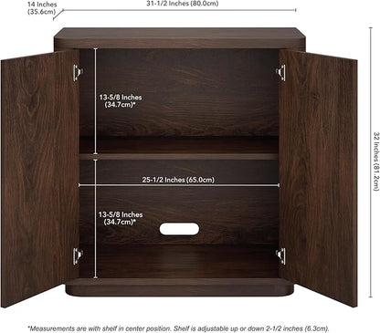 Henn&Hart 32" Wooden Accent Cabinet, Modern Sideboard Buffet Cabinet with Adjustable Shelf for Living Room, Dining Room, Bedroom or Entryway, Alder Brown