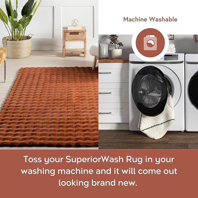 nuLOOM Jeni Checkered 7'6" x 9'6" Machine Washable Area Rug for Living Room Bedroom Dining Room Kitchen, Brick