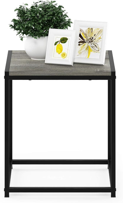 FURINNO Camnus Modern Living End Table, French Oak Grey, 15.75 in x 15.75 in x 17.83 in