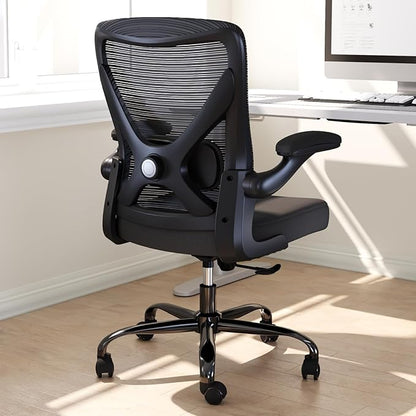 Ergonomic Office Chair with Lumbar Support - Adjustable Computer Desk Chairs for Home Office, Gaming, and Work - Comfortable and Supportive Desk Chairs for Adults (Black)