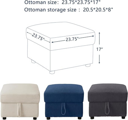 Small Storage Ottoman Sqare Footrest Bench Stool for Apartment,Bedroom,Living Room,Bonus Room and Compact Spaces. (Blue, Ottoman)