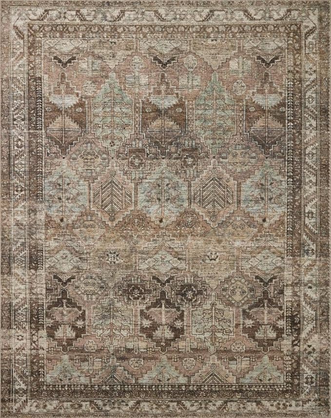 Loloi Amber Lewis Billie Collection, Clay & Sage 5'-0" x 7'-6" Area Rug – Antique & Distressed Accent Rugs for Living Room, Bedroom, Entryway & Hallway, No Shed High Traffic Area Home Decor Rug