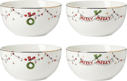 Lenox 894167 Merry Grinchmas 4-Piece All-Purpose Bowl Set, Christmas Dinnerware