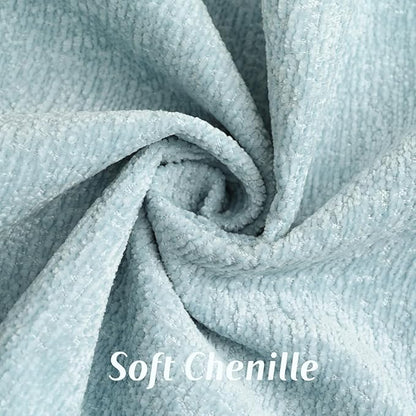 FUTEI Light Blue Chenille Throw Pillow Covers 22x22 Inch Set of 2,Soft Cozy Bound Edge Design Cushion Case,Home Decor for Couch Bed Living Room