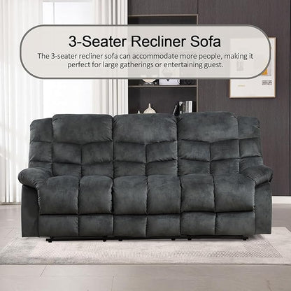 CANMOV Manual Reclining Sofa Set,2 Pieces Sofa Furniture Set for Living Room, Manual Recliner Sofa and Recliner Chair with Arms for Living Room, Bedroom, Grey(1+3)