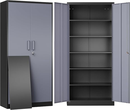 SISESOL Storage Cabinet with Doors and Shelves,71" Metal Storage Cabinet with Lock,5 Adjustable Shelf, Steel Lockers for Home Office,School,Shop,Garage Tool Utility Cabinets