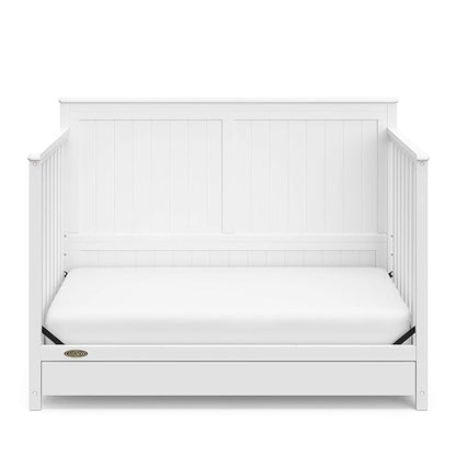 Graco Hadley 5-in-1 Convertible Crib with Drawer (White) – GREENGUARD Gold Certified, Crib with Drawer Combo, Full-Size Nursery Storage Drawer, Converts to Toddler Bed, Daybed