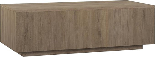 Henn&Hart 48" Rectangular Low-Profile Wood Coffee Table for Living Room, Family Room, or Office, Antiqued Gray Oak