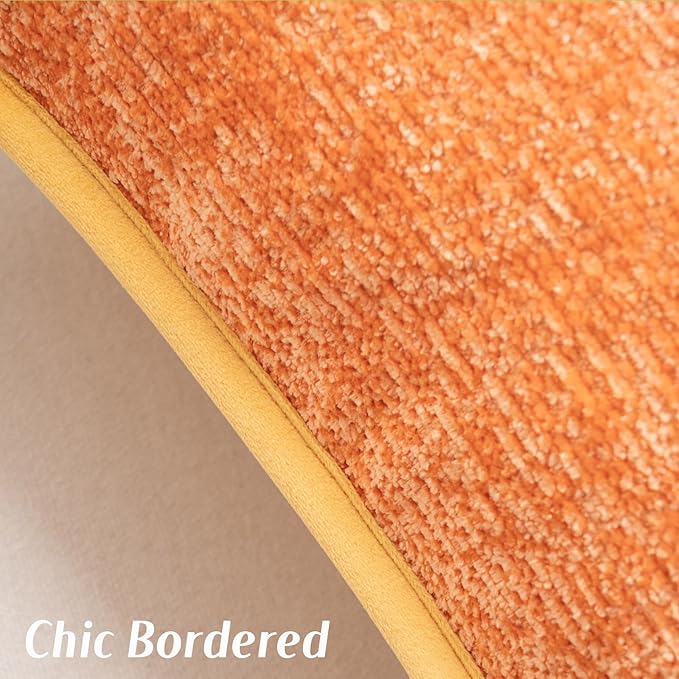FUTEI Orange Chenille Throw Pillow Covers 20x20 Inch Set of 2,Soft Cozy Bound Edge Design Cushion Case,Home Decor for Couch Bed Living Room