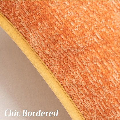 FUTEI Orange Chenille Throw Pillow Covers 20x20 Inch Set of 2,Soft Cozy Bound Edge Design Cushion Case,Home Decor for Couch Bed Living Room