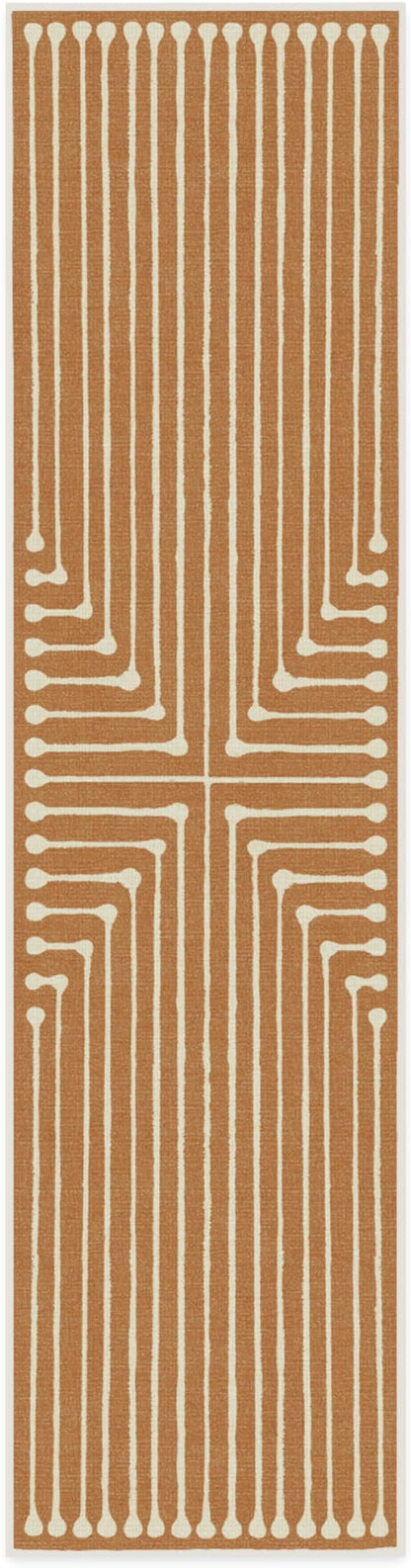 RUGGABLE x Jonathan Adler Machine Washable Modern Runner Rug – Inkdrop Copper 2.5x10, Stain-Resistant, Non-Slip – Washable Rug for Hallway, Entryway, Living Room & Kitchen–with Cushioned Pad