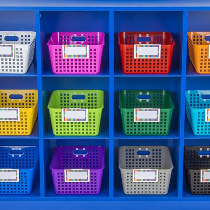 Really Good Stuff Large Plastic Book Baskets, 13.25" by 10" by 5.5" - 12 Pack, Orange, Classroom Library Organizer, Toy Storage, Multi-Purpose Organizer Basket