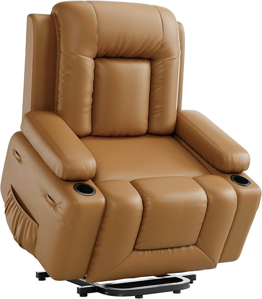GarveeHome Power Lift Recliner Chair - Heat and Massage, Adjustable Back and Legs, PU Leather Electric Lift Chair Designed for The Elderly and People with Mobility impaired