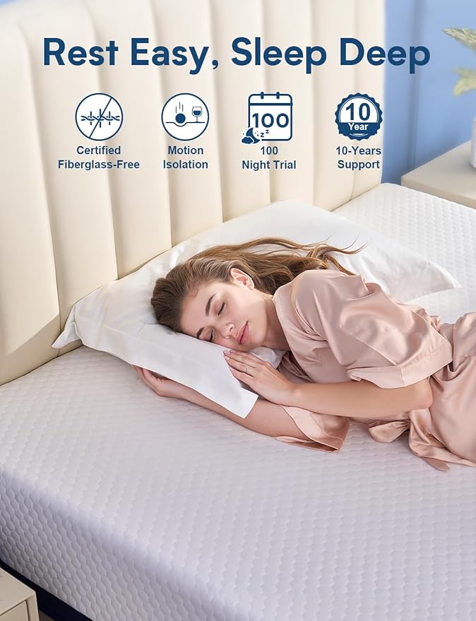 Queen Mattress Firm, 14 Inch Cooling Gel Memory Foam Mattress, Back Pain Relief, Cooling Ice Silk Cover, Bed Mattress in Box, CertiPUR-US Certified