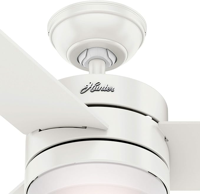 Hunter Fan 54 inch Contemporary Fresh White Indoor Ceiling Fan with Light Kit and Remote Control (Renewed)