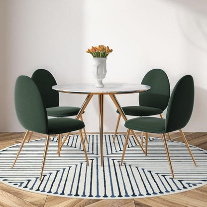 RUGGABLE x Jonathan Adler Machine Washable Modern Area Rug– Inkdrop Slate Blue 8 ft Round, Stain-Resistant, Non-Slip– Large Rugs for Living Room, Bedroom, Hallway, Entryway & Office–with Standard Pad