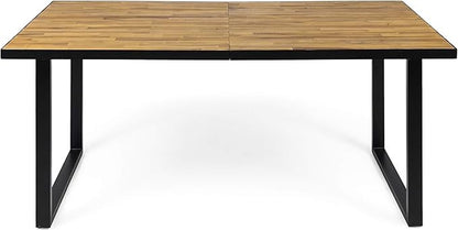 Christopher Knight Home Requeta Outdoor Dining Sets, Black + Teak