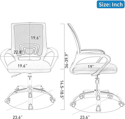 Bonzy Home Ergonomic Office Chairs Set of 4, Swivel Rolling Conference Room Chair, Mesh Computer Desk Chairs with Lumbar Support and Wheel, 4 Pack
