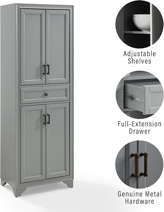 Crosley Furniture Tara 3-Piece Pantry Storage Cabinet Set with Shelves, Kitchen, Dining, or Laundry Room, Distressed Gray