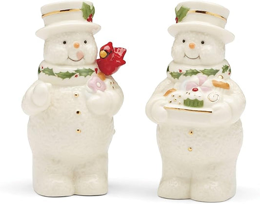 Lenox 896361 Happy Holly Days Snowmen Salt & Pepper Set, 2-Piece, Ivory, Christmas & Holiday Hosting