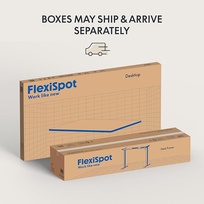 FLEXISPOT EN1 Whole-Piece Standing Desk, 48x30 Electric Sit Stand Desk for Home Office (Black Frame + Rustic Top, 2 Packages)
