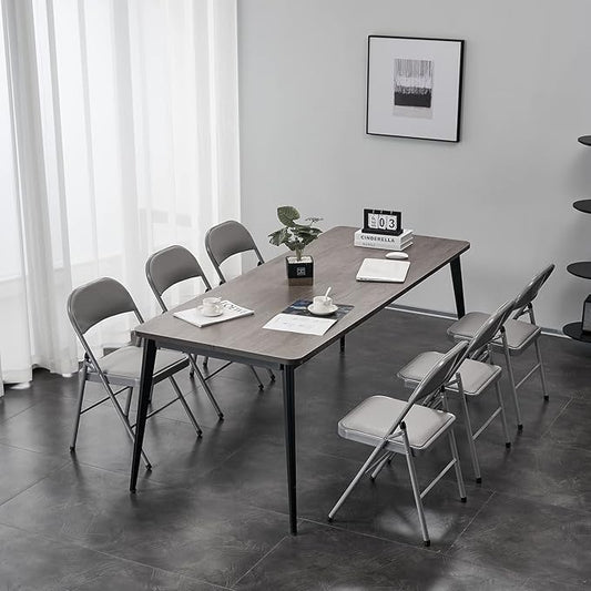 8 Pack Grey Folding Chairs with Padded Seats, Portable Stackable Foldable Chairs for Indoor and Outdoor, Commercial Seat with Metal Frame for Events Office Wedding Party, 330lbs Capacity