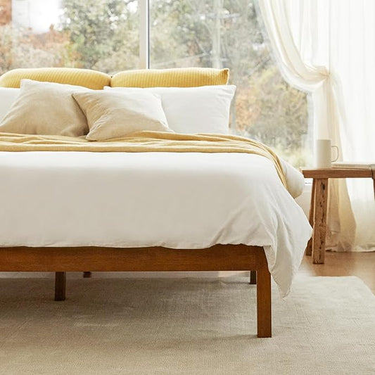 LIFEMENT Classic Wood Platform Bed Frame, Essential, Noise Free, Under Bed Storage, No Box Spring Needed, Easy Assembly (Cherry, King (U.S. Standard))