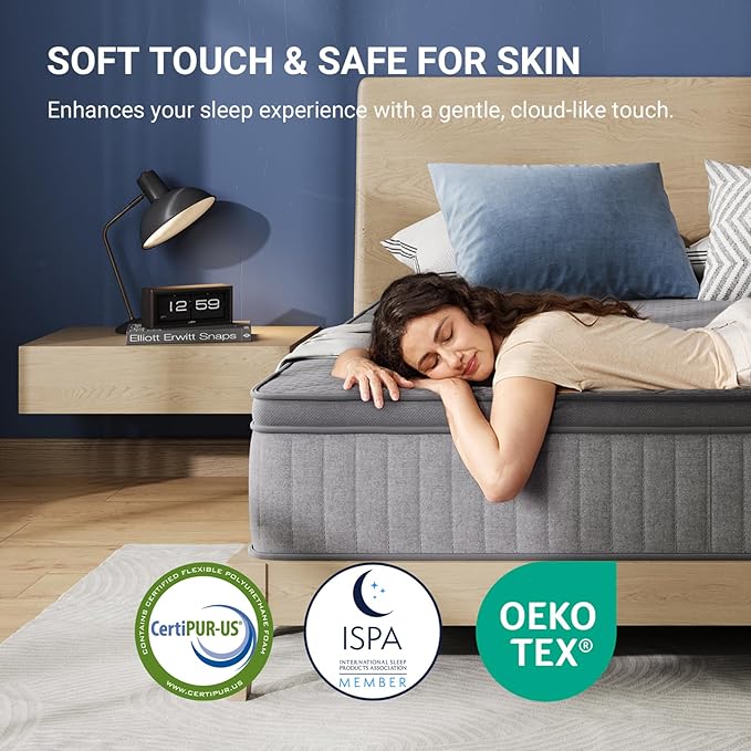 Avenco 14 Inch Queen Mattress, Hybrid Mattress with Smarts Coil™ Pocket Springs for Targeted Support and NanoGel™ Memory Foam for Cool Night Sleep, Motion Isolation for Couples, CertiPUR-US Certified