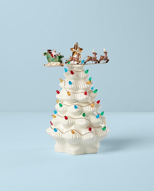 Lenox 894469 Treasured Traditions Tree with Flying Santa, Christmas & Holiday Decor