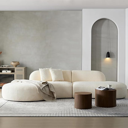 135.4" Oversized Curved Sofa, Modern Minimalist Comfy Sectional Couch, Upholsted Boucle Luxury Sofas Chaise, 6 Seater Modular Couches for Living Room Home Office Apartment(Left Facing,Beige)
