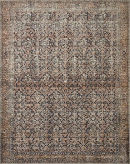 Loloi Amber Lewis Billie Collection, Ink & Salmon 8'-6" x 11'-6" Area Rug – Antique & Distressed Accent Rugs for Living Room, Bedroom, Entryway & Hallway, No Shed High Traffic Area Home Decor Rug