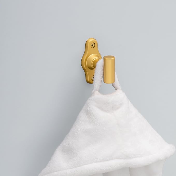 FRANKLIN BRASS Calloway (1-Pack) Towel Hooks Satin Gold Single Bathroom Hooks Wall Mounted for Robes & Towels Hand Towel Hook Holder Kitchen, Bathroom Accessories CLWY35-SG