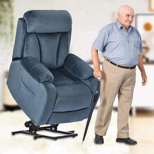Power Lift Chair Recliners for Elderly, Modern Adult Power Lift Recliner, Velvet Upholstery Electric Lift Chair Recliner with Remote Side Pocket for Living Room