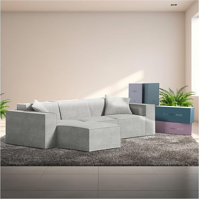 ROVE LAB M1 Modular Sectional Sofa with Ottoman, Sofa in a Box, PetFriendly Modular Couch, Spill-Resistant,Sustainable, Stylish, Modern Sectional Couch for Living Room with SmartFoam Comfort