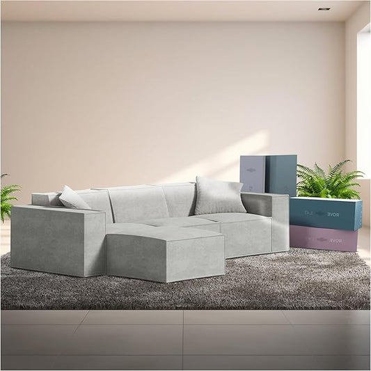ROVE LAB M1 Modular Sectional Sofa with Ottoman, Sofa in a Box, PetFriendly Modular Couch, Spill-Resistant,Sustainable, Stylish, Modern Sectional Couch for Living Room with SmartFoam Comfort