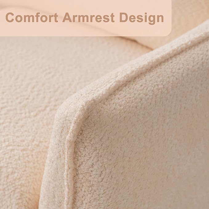 Oversized Armchair, Modern Accent Chair Upholstered in Soft Cloud Fabric with Plush Cushions – Comfy Lounge Chair for Reading Nook, Living Room, and Bedroom (Beige, Set of 2)