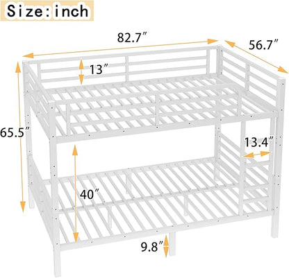 Bellemave Full XL Over Full XL Bunk Bed with Headboard and Build in Ladder, Heavy Duty Bunk Beds with Guardrail, Convertible Bunk Bed, Easy Assemble, Mattress Not Included, White