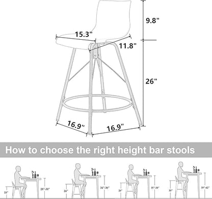 annjoe Swivel Bar Stools Metal Counter Height Stools Plastic Seat Chairs Set of 4 for Indoor Outdoor Home Kitchen Business (26" White)