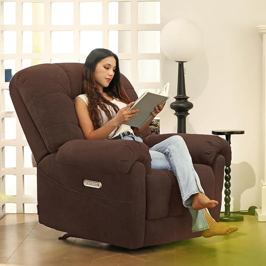 EONIX Mordern Massage Rocker Recliner Chair, Dual Motor Power Rocking Recliners for Small Spaces, Lazy Boy Recliner Chair with Heat and Massage for Living Room, Bedroom, Study, Coffee