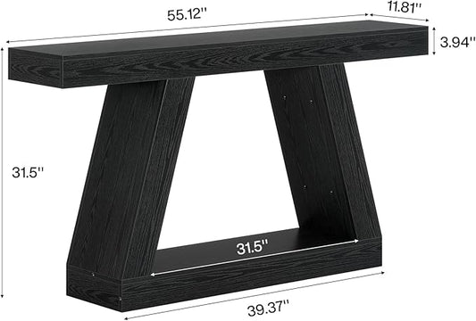 Tribesigns Farmhouse Console Table, 55-Inch Rustic Sofa Table with Storage, Industrial Wooden Entryway Table for Hallway, Living Room, Black