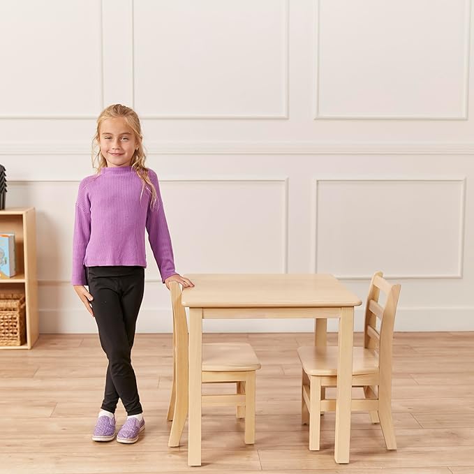 ECR4Kids 24in Square Hardwood Table with 22in Legs, Kids Furniture, Antique White