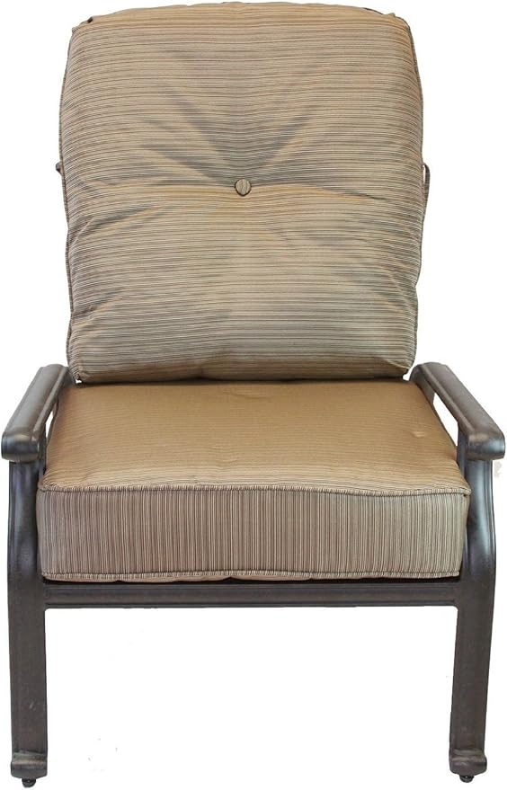 Elizabeth Cast Aluminum Powder Coated 5pc Outdoor Adjustable Club Chair Set with 21" Square Table - Antique Bronze