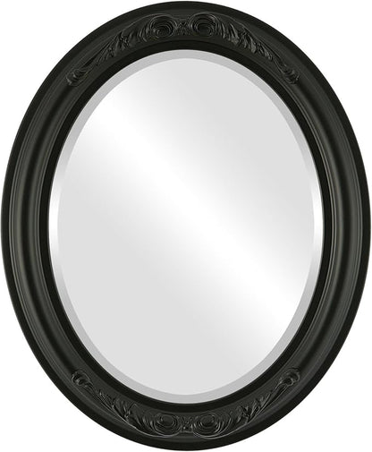 OVALCREST Oval Beveled Wall Mirror for Home Decor - Florence Style - Matte Black - 44" x 34"