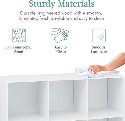 Best Choice Products 6-Cube Storage Organizer, 13.5in Shelf Opening, Bookcase, Display Shelf, Customizable w/ 3 Removable Back Panels – White