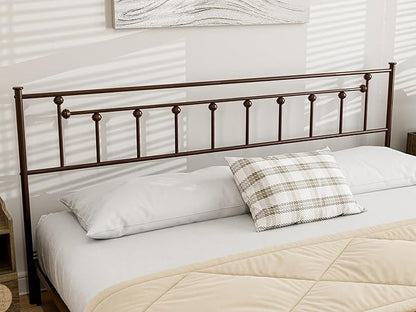 Metal California King Size Headboard - Adjustable Height - Victorian Farmhouse Style, Easy Assembly, Attach Frame, Steel Cal King Headboard Only for Bedroom, Brown
