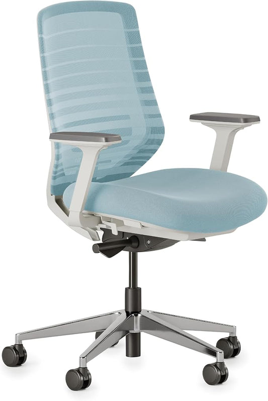 Branch Ergonomic Chair - A Versatile Desk Chair with Adjustable Lumbar Support, Breathable Mesh Backrest, and Smooth Wheels - Experience Optimal Comfort and Support - Light Blue