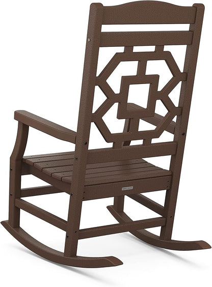 Martha Stewart by POLYWOOD® Chinoiserie 3-Piece Rocking Chair Set in Mahogany