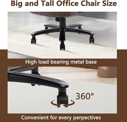 CLATINA Big and Tall Fabric Home Office Chair, Extra Wide Seat, Heavy Duty Ergonomic Executive Cloth Desk Chair with Wheels and Padded Armrests, High Back Computer Task Chair, Black, 500 LBS Capacity